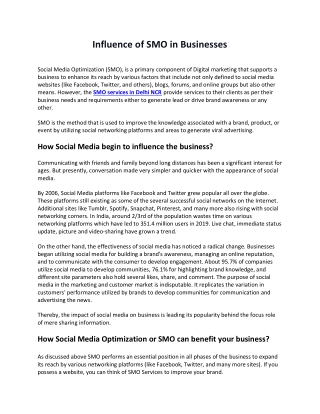 Influence of SMO in Businesses