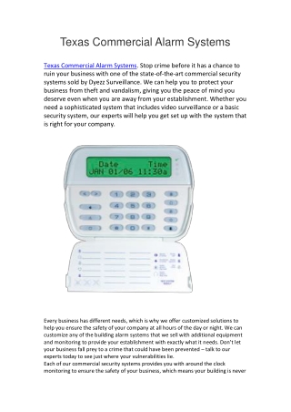 Texas Commercial Alarm Systems