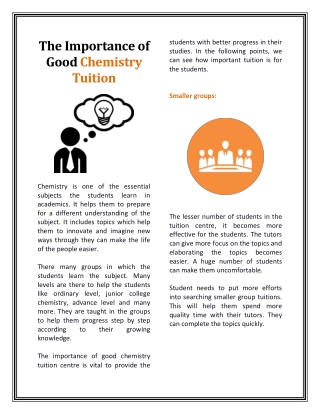 Significance of good chemistry tuition