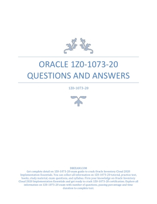 [LATEST] Oracle 1Z0-1073-20 Questions and Answers