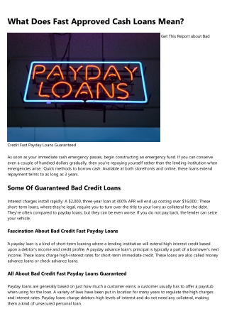 Get This Report on Fast Approval Payday Loans