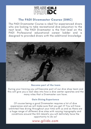 The PADI Divemaster Course (DMC)