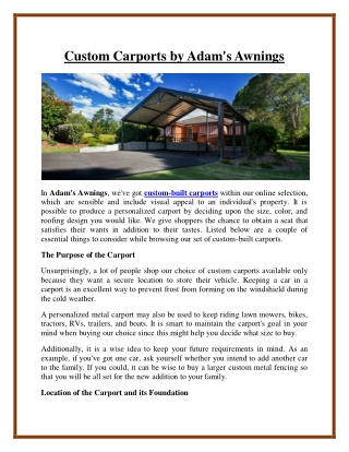 Custom Carports